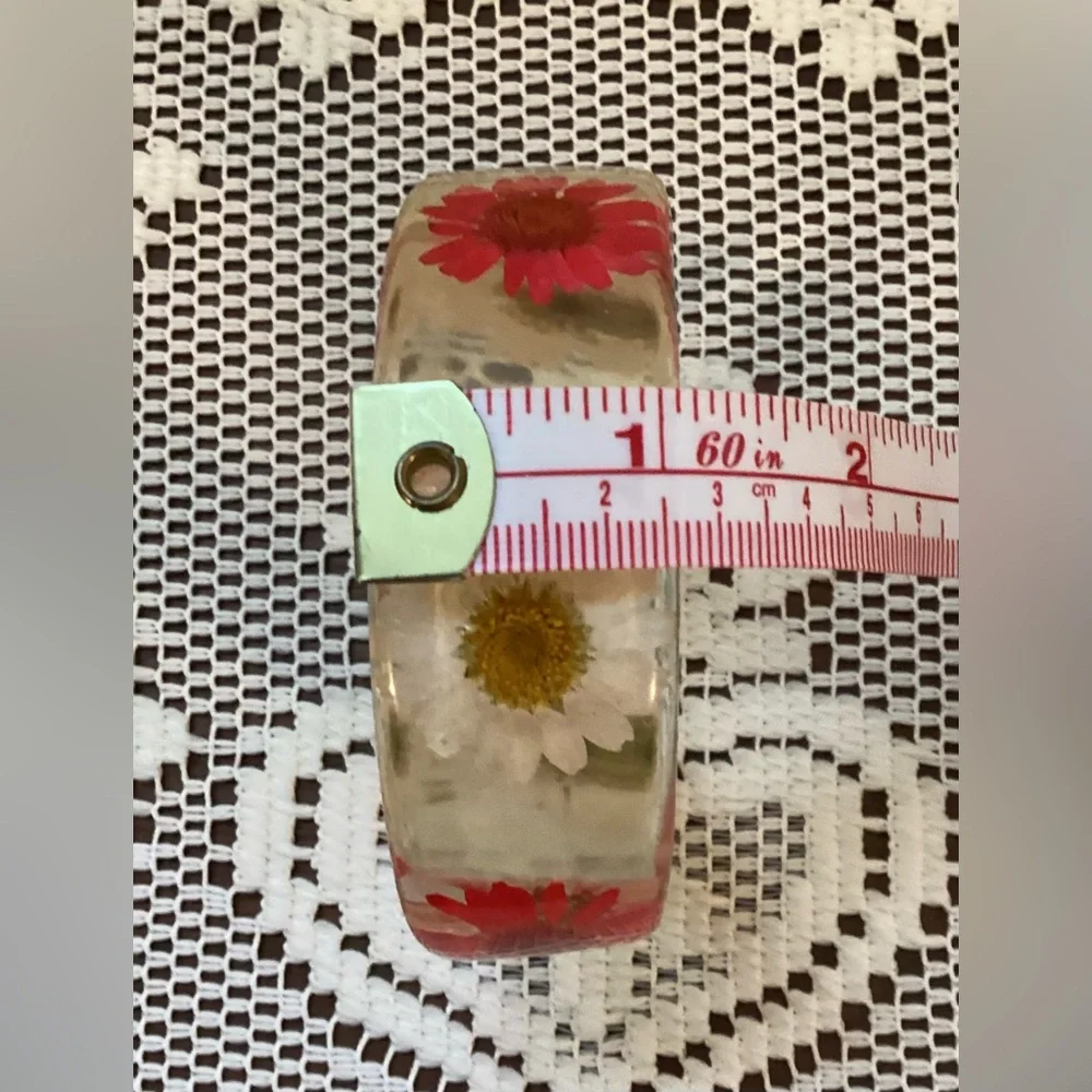 Lucite Bangle Flower Bracelet - Picture 4 of 8